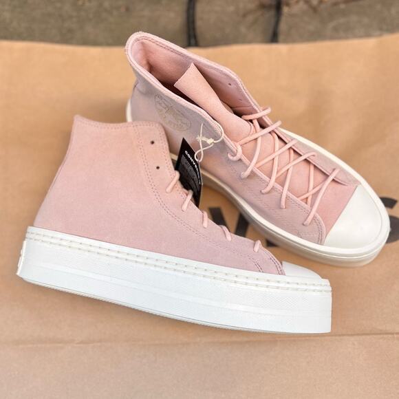 NEW Womens Size 8.5 Converse All Star Modern Lift Platform High Pink Sage Egret - Picture 3 of 10